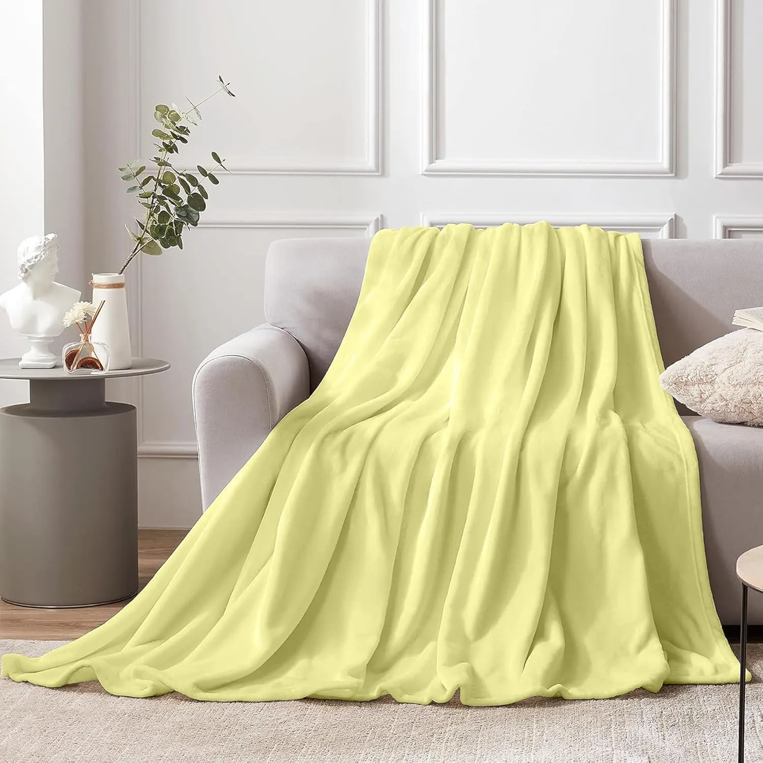 Toddler Blanket - Lightweight Breathable Warm Cozy Soft Throw Blanket - Pale Lime Yellow - 30x40 Inches