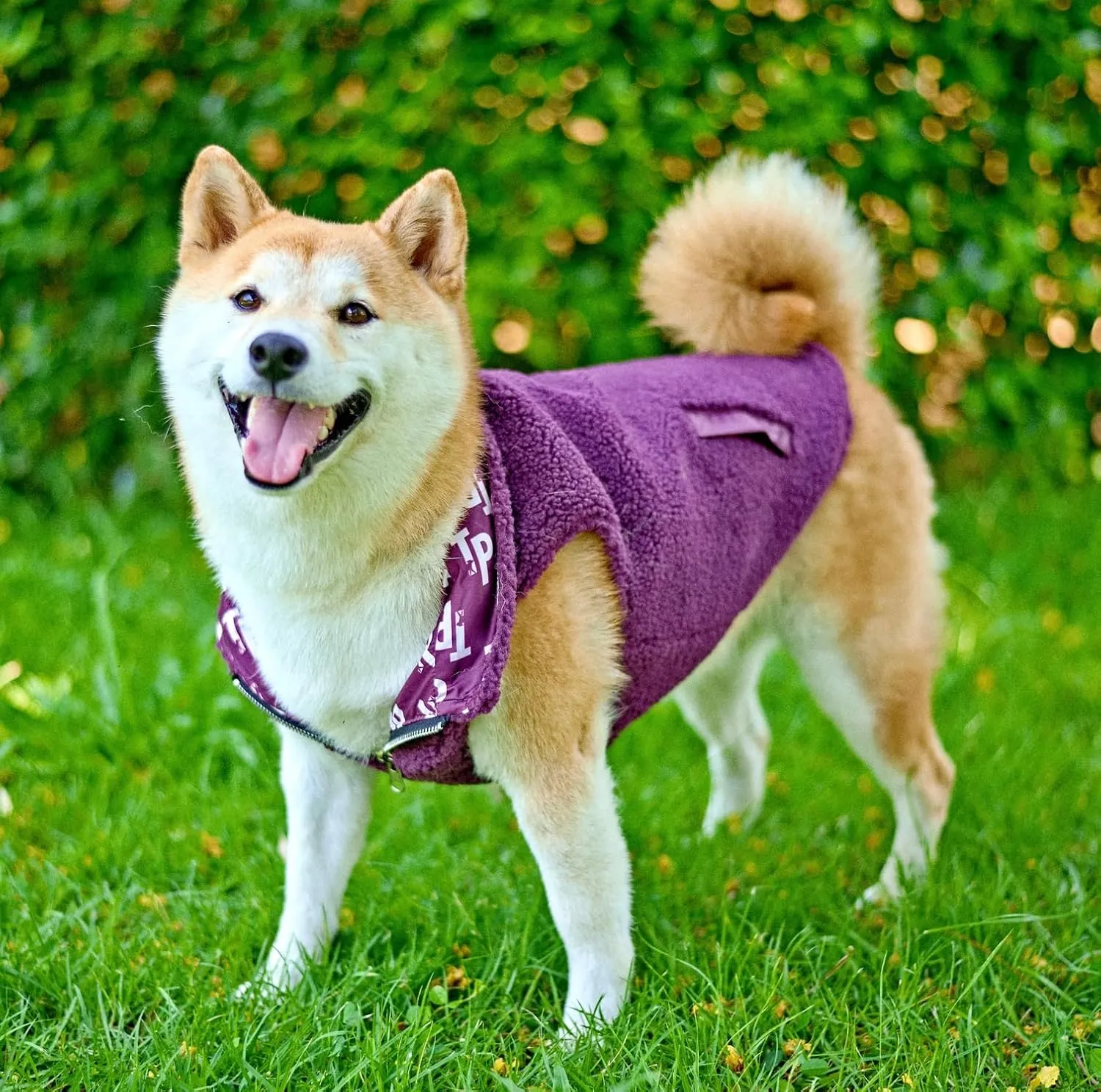 Tuff Pupper Reversible Fleece Dog Vest | Lightweight Comfortable Insulated Jacket for Spring & Fall | Front Zip Closure | Machine Washable | Built-in Leash Hole | Sizes for All Breeds (Medium, Purple)