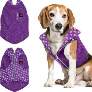 Tuff Pupper Reversible Fleece Dog Vest | Lightweight Comfortable Insulated Jacket for Spring & Fall | Front Zip Closure | Machine Washable | Built-in Leash Hole | Sizes for All Breeds (Medium, Purple)