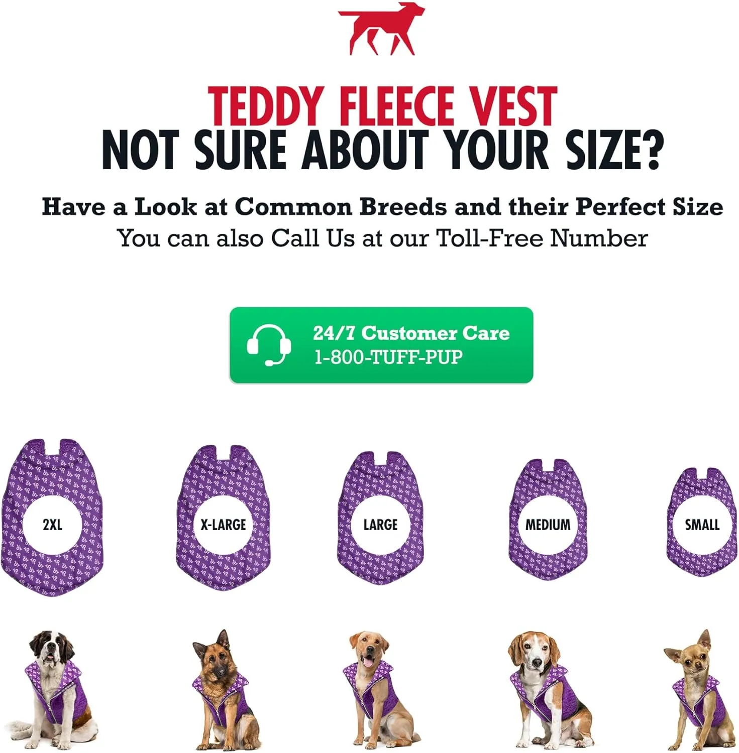 Tuff Pupper Reversible Fleece Dog Vest | Lightweight Comfortable Insulated Jacket for Spring & Fall | Front Zip Closure | Machine Washable | Built-in Leash Hole | Sizes for All Breeds (Medium, Purple)