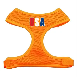 USA Star Screen Print Soft Mesh Harness Orange Large