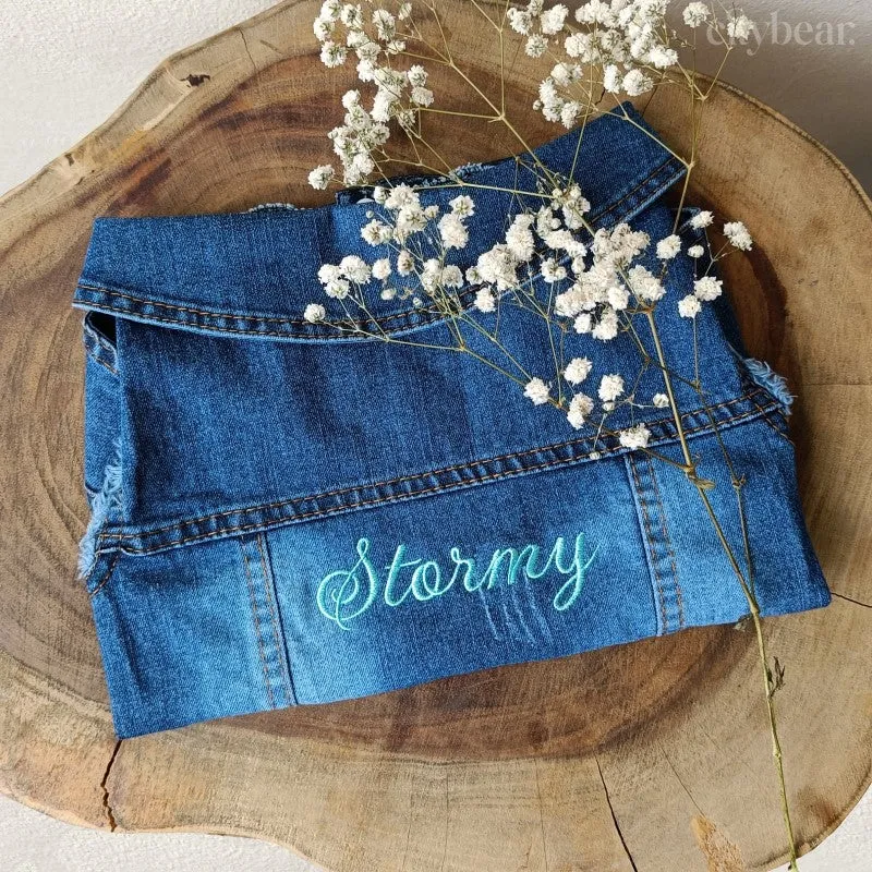 Vintage Look Distressed Denim Pet Jacket Vest