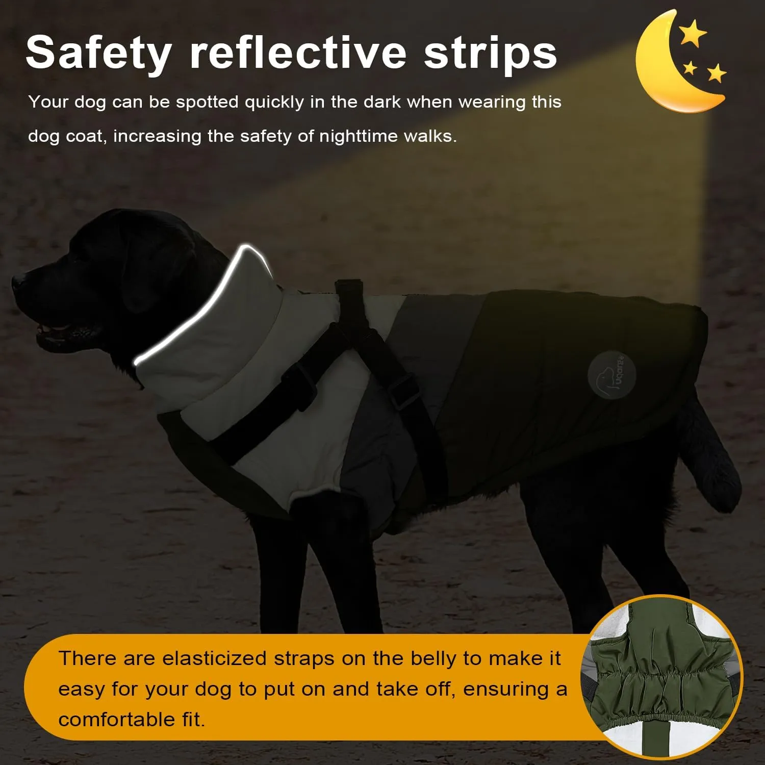 Warm Dog Winter Coat,Waterproof Dog Jacket with Built-in Harness,Dog Cold Weather Coat with Reflective Stripes,Winter Snow Dog Warm Coat for Small, Medium Dogs,Cold Weather Cozy (Black, XS)