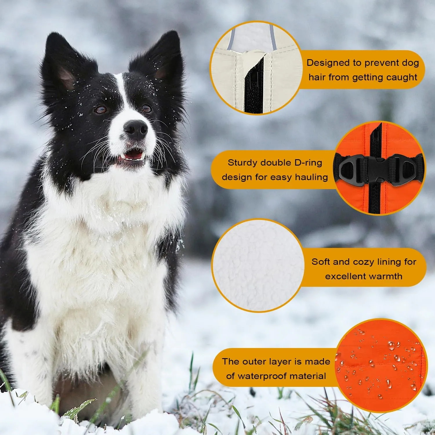 Warm Dog Winter Coat,Waterproof Dog Jacket with Built-in Harness,Dog Cold Weather Coat with Reflective Stripes,Winter Snow Dog Warm Coat for Small, Medium Dogs,Cold Weather Cozy (Black, XS)