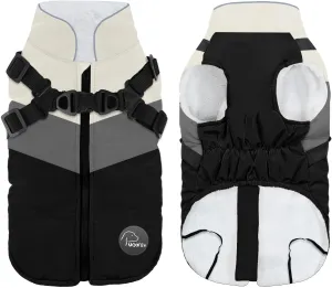 Warm Dog Winter Coat,Waterproof Dog Jacket with Built-in Harness,Dog Cold Weather Coat with Reflective Stripes,Winter Snow Dog Warm Coat for Small, Medium Dogs,Cold Weather Cozy (Black, XS)