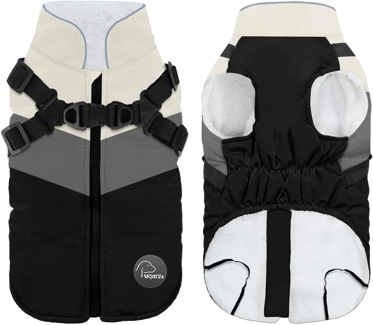 Warm Dog Winter Coat,Waterproof Dog Jacket with Built-in Harness,Dog Cold Weather Coat with Reflective Stripes,Winter Snow Dog Warm Coat for Small, Medium Dogs,Cold Weather Cozy (Black, XS)