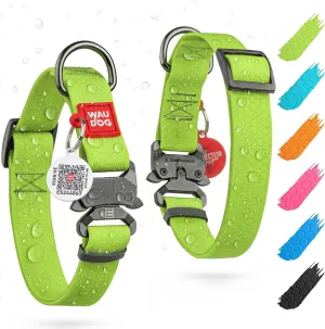 WAUDOG Waterproof Dog Collar - Adjustable Dog Collar for Large Dogs, Small and Medium Dogs - Heavy Duty Dog Collars with Durable Metal Clasp and QR Dog Tag - Boy & Girl Dog Collars