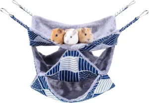XINRUI 3 Tier Guinea Pig Cage Accessories,Ferret Rat Hammock, 13.7x13.7 Inches,Pet Cage Hanging Bunkbed Hammock for Small Animals, Guinea Pig, Ferret, Squirrel, Chinchilla, Rat,Parrot