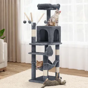 YITAHOME 44in Multi-Level Cat Tree for Indoor Kittens, Cat Furniture with Scratch Posts, Window Padded Plush Perch, Comfortable Hammock, and Interactive Pompoms, Dark Gray